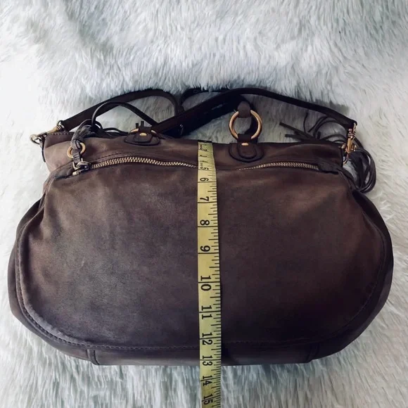 Miu Miu Gray Suede Leather Women’s Crossbody Satchel 2 Way Bag Fridge Vitello - Picture 13 of 17